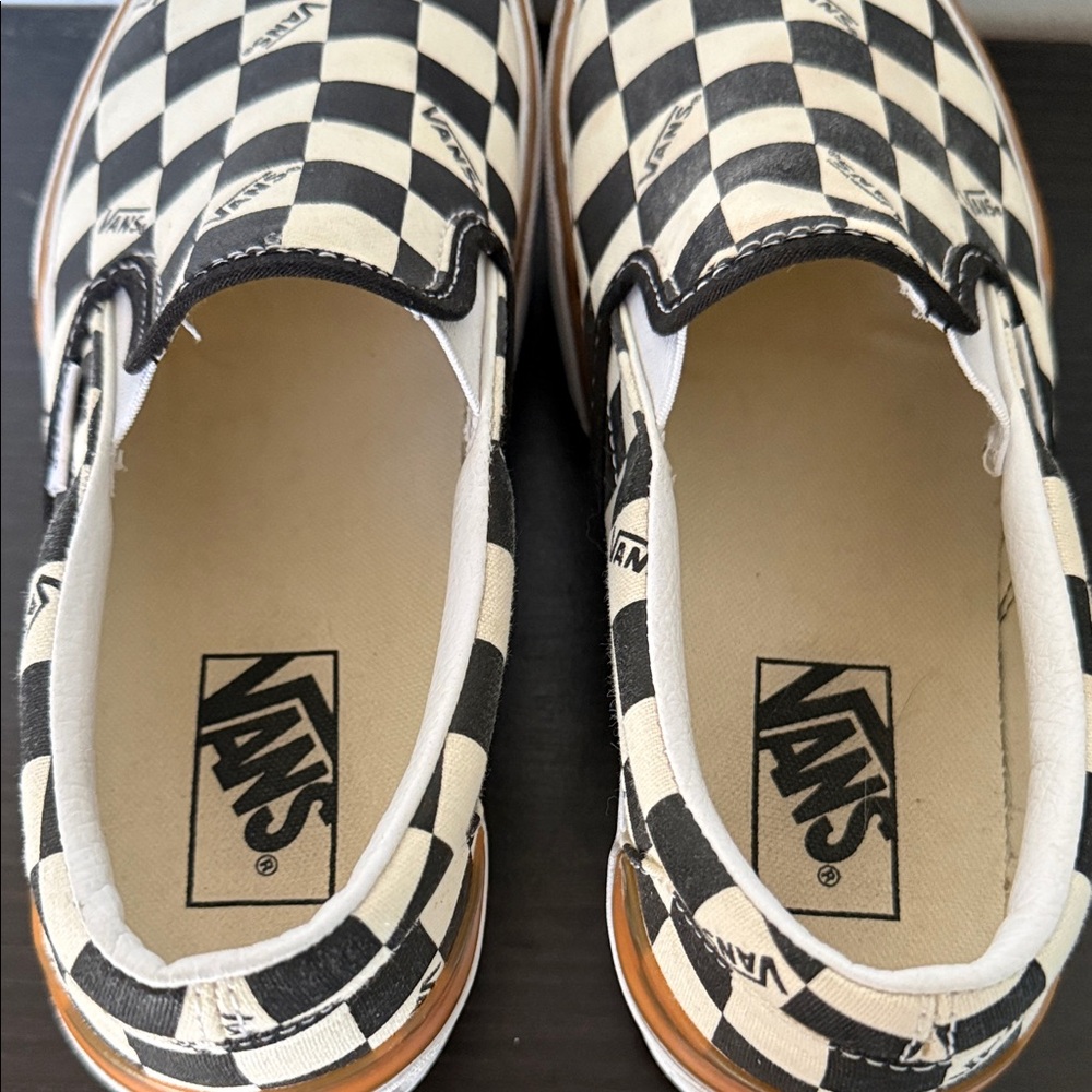 Vans Women's Stacked Checkerboard Slip-On Shoes - Black and White - Size 8.5 - Picture 6 of 11